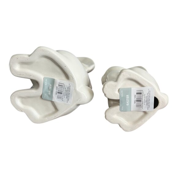 2 Ceramic Bunny Rabbit Statues 8" & 6" Tall Tabletop Figurines Easter Spring - Picture 6 of 6